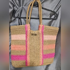 Beach tote oversize woven striped